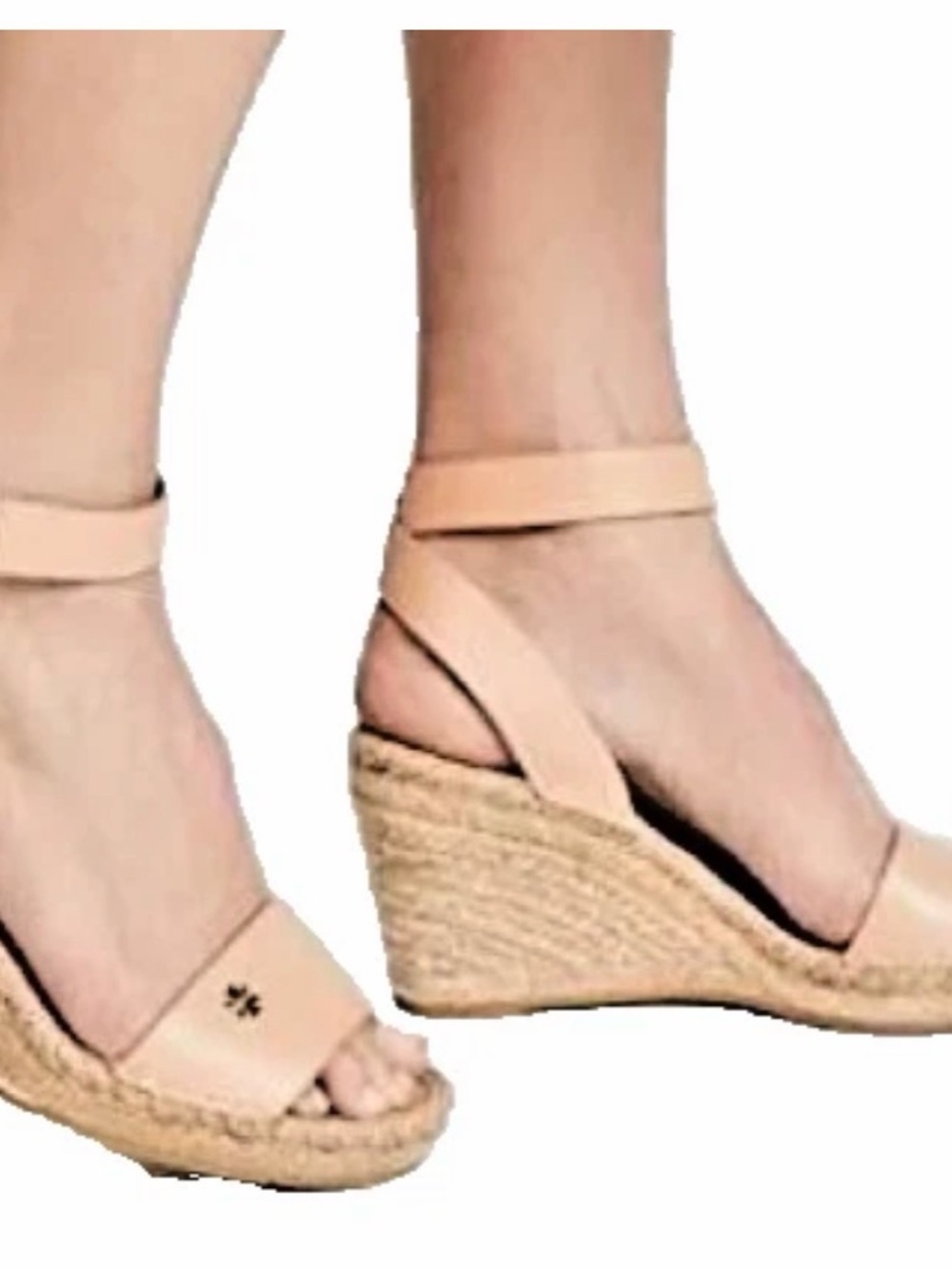 Tory Burch Blush Leather Espadrille Ankle-Strap Wedges 7